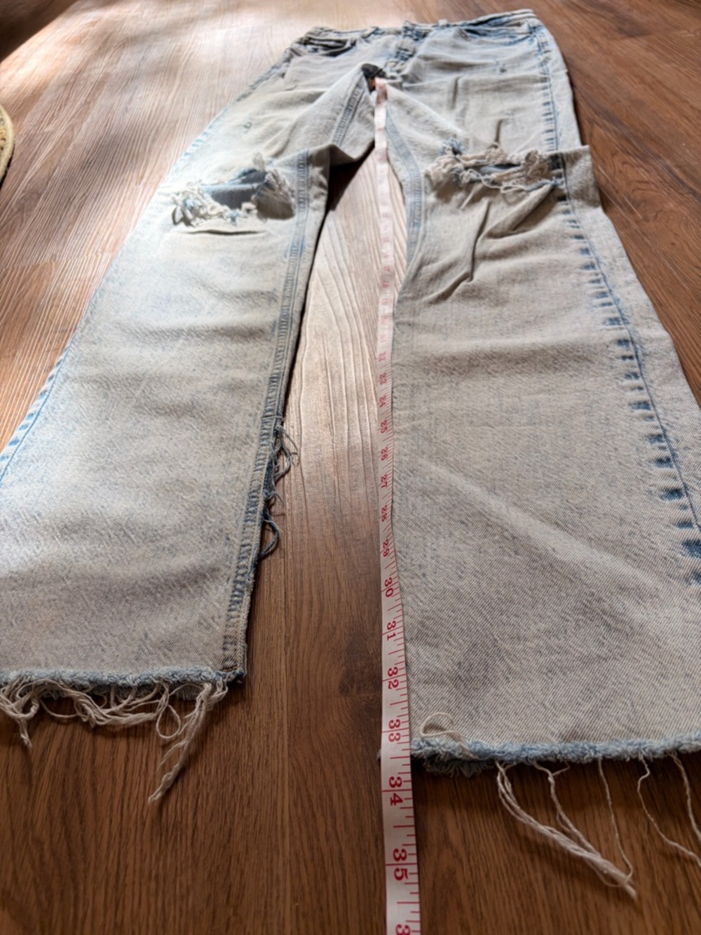 Zara Acid Washed Distressed Jeans 4 Long - Picture 8 of 10